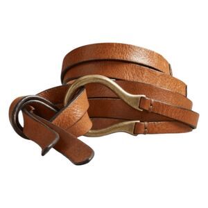 Sundance Horseshoe Wrap Belt Saddle Brown Leather